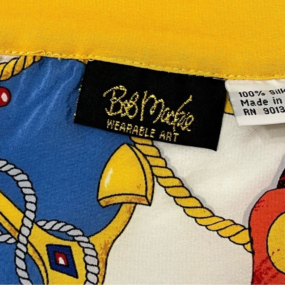 1980s Bob Mackie Wearable Art Nautical 100% Silk Scarf 60"x36" - Picture 6 of 7